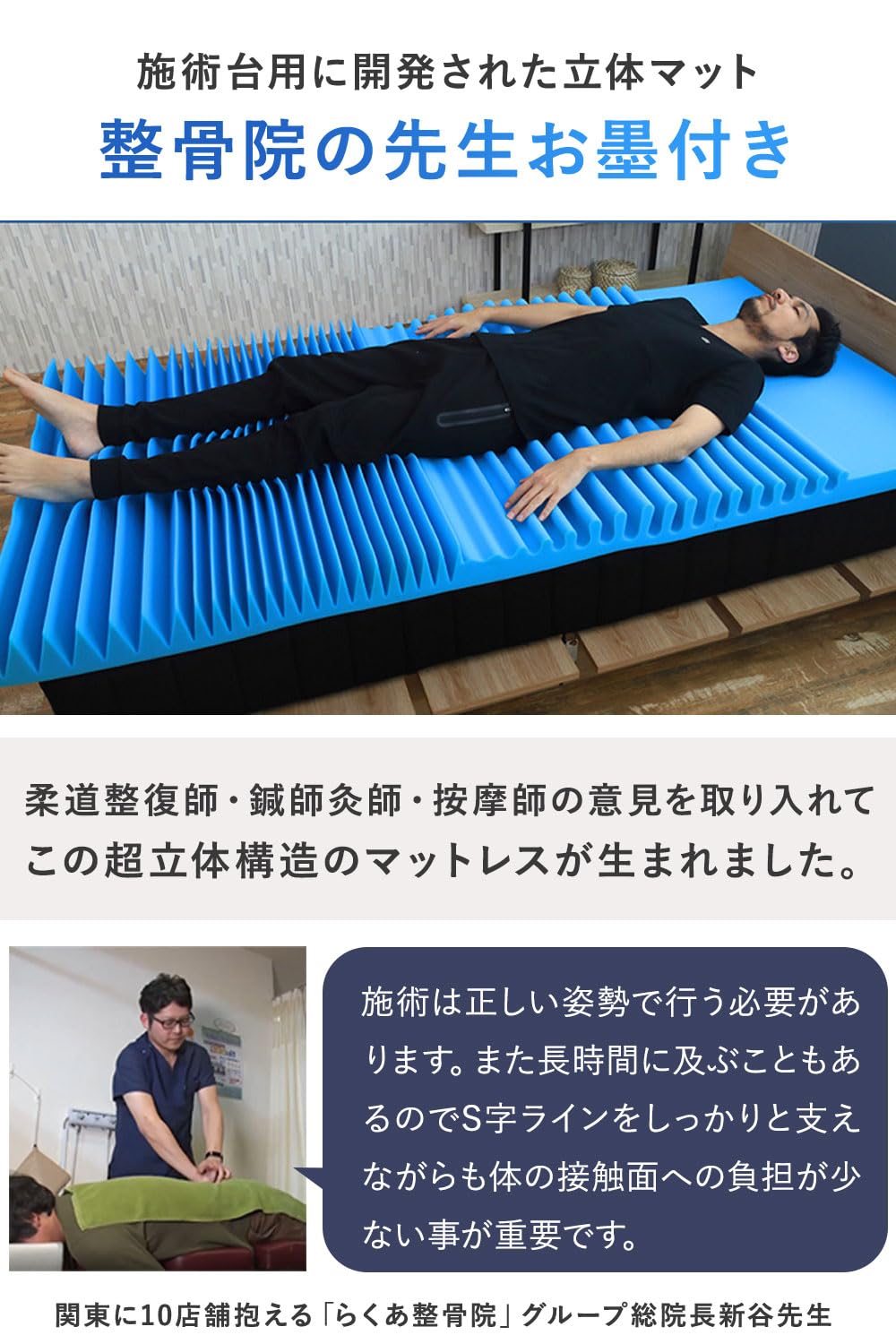 Blueblood超立体構造 ダブルマットレス 【アテラ】青色 Blueblood超